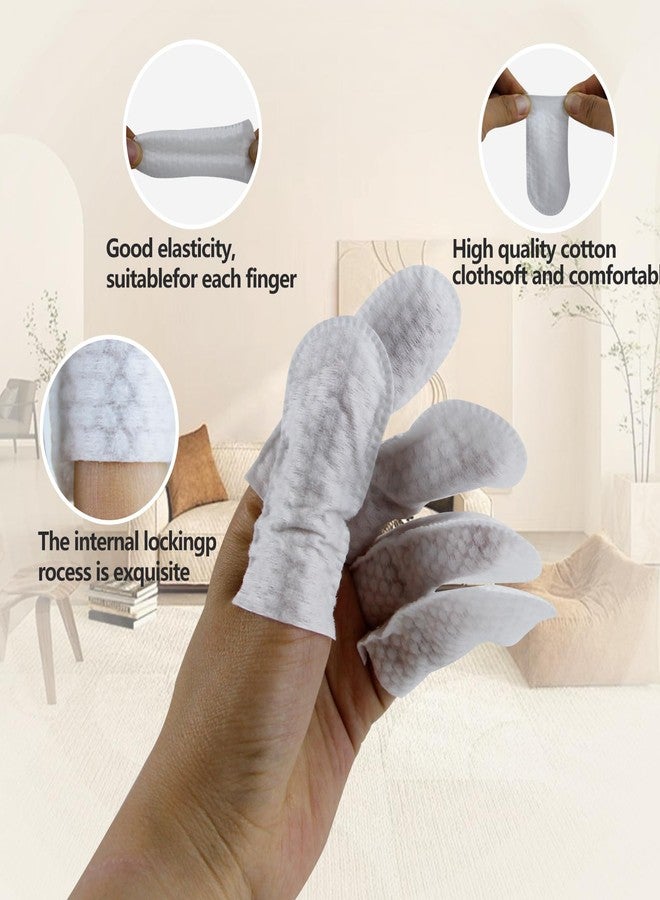 Abvsdu 100 PCS Cotton Finger Cots, Finger Covers Protection for Finger Tips, Breathable, Sweat Resistant, and Wear-Resistant, Perfect for Work, Nails Cleaning, and Injured Fingers (White) - Image 3